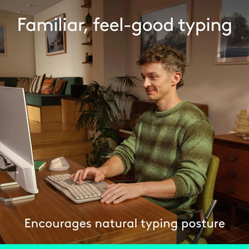 Logitech Wave Keys Wireless Ergonomic Keyboard - Sand