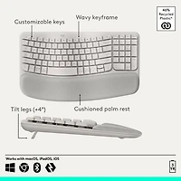 Logitech Wave Keys Wireless Ergonomic Keyboard - Sand