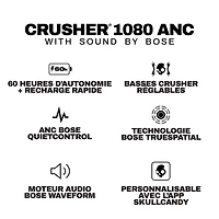 Skullcandy Crusher 1080 ANC Over-Ear Noise Cancelling True Wireless Headphones - True Black - Only at Best Buy