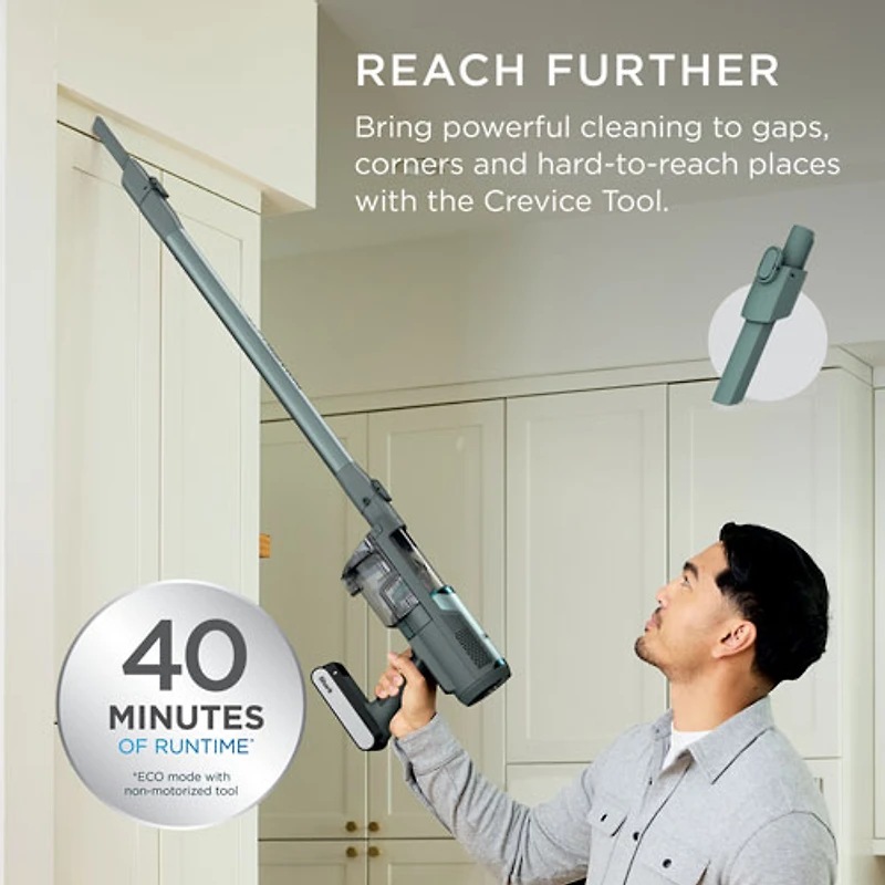 Aspirateur-balai sans fil et sans sac PowerLite de Shark avec autonomie de 40 min, léger - Bleu glacier
