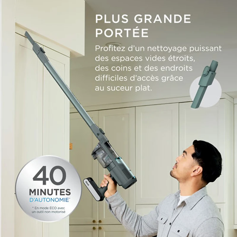 Aspirateur-balai sans fil et sans sac PowerLite de Shark avec autonomie de 40 min, léger - Bleu glacier