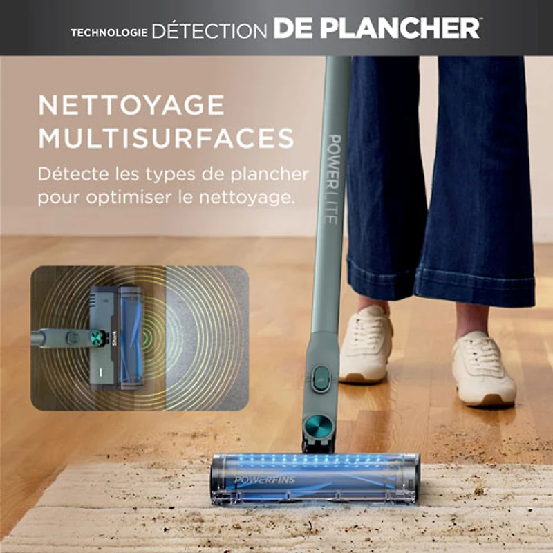 Aspirateur-balai sans fil et sans sac PowerLite de Shark avec autonomie de 40 min, léger - Bleu glacier