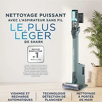 Aspirateur-balai sans fil et sans sac PowerLite de Shark avec autonomie de 40 min, léger - Bleu glacier