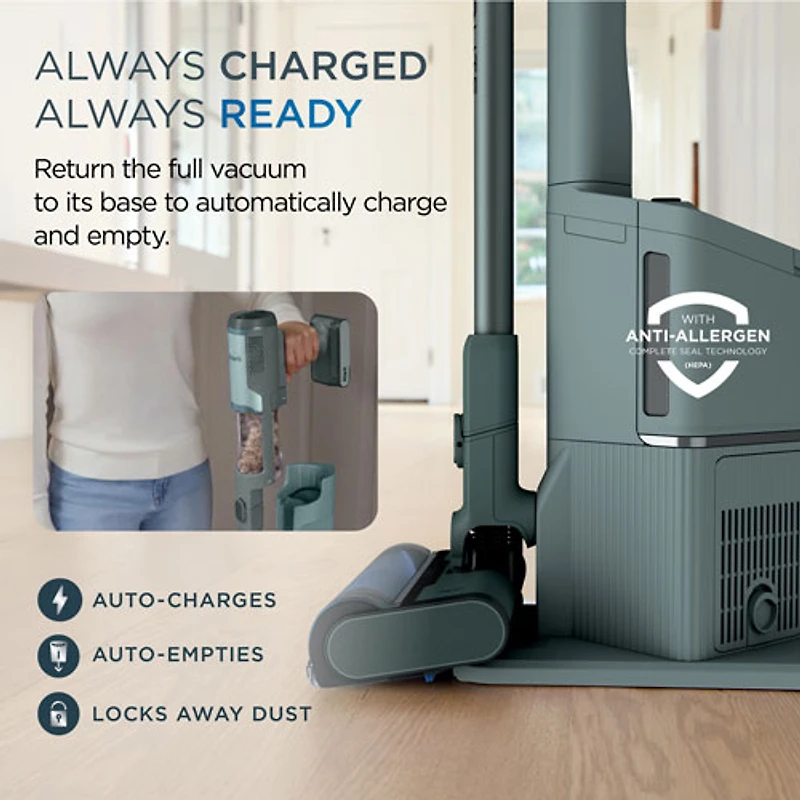 Aspirateur-balai sans fil et sans sac PowerLite de Shark avec autonomie de 40 min, léger - Bleu glacier
