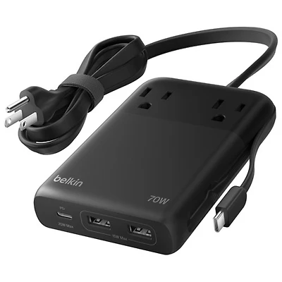 Station de recharge USB-C/USB-A GaN à 6 ports 70 W de Belkin - Noir