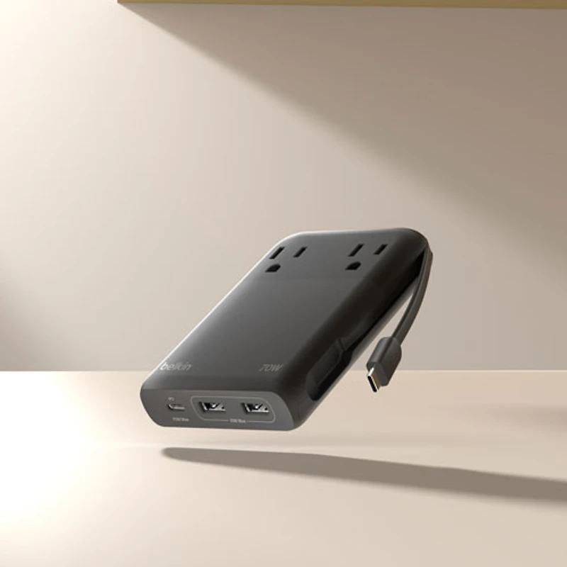 Station de recharge USB-C/USB-A GaN à 6 ports 70 W de Belkin - Noir