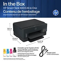 Imprimante à jet d'encre tout-en-un sans fil Smart Tank 6003 de HP - Noir - Recharge d'encre gratuite jusqu'à 3 ans incluse