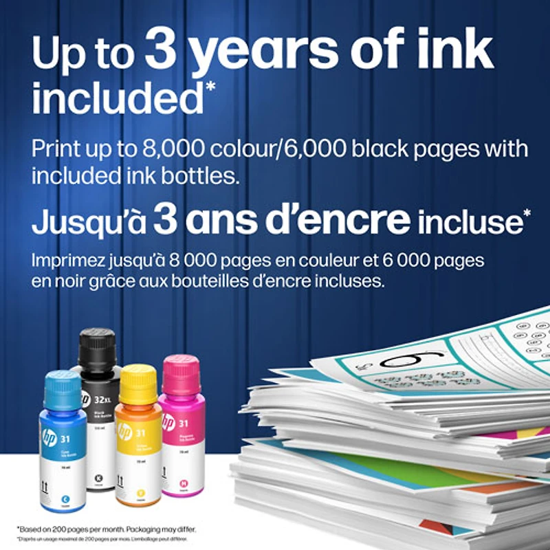 Imprimante à jet d'encre tout-en-un sans fil Smart Tank 6003 de HP - Noir - Recharge d'encre gratuite jusqu'à 3 ans incluse