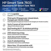 HP Smart Tank 7603 Wireless All-In-One Inkjet Printer - Black - Free Refillable Ink Up to 3 Years Included
