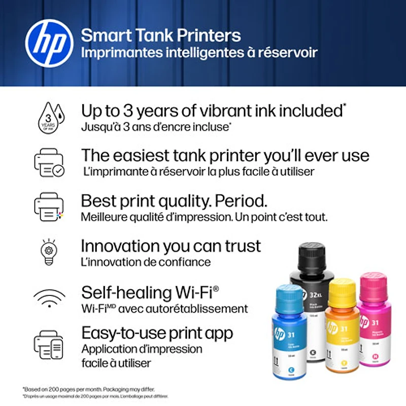 HP Smart Tank 7603 Wireless All-In-One Inkjet Printer - Black - Free Refillable Ink Up to 3 Years Included