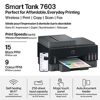 HP Smart Tank 7603 Wireless All-In-One Inkjet Printer - Black - Free Refillable Ink Up to 3 Years Included