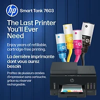 HP Smart Tank 7603 Wireless All-In-One Inkjet Printer - Black - Free Refillable Ink Up to 3 Years Included