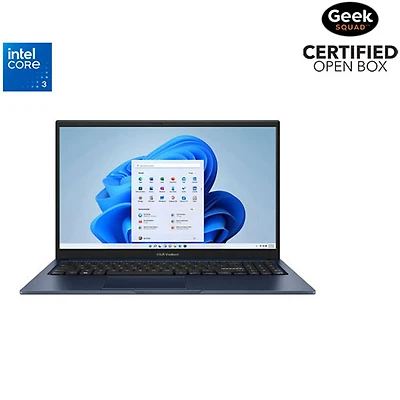 Boîte ouverte - Portable de 15,6 po Vivobook 15 d'ASUS - Bleu calme (Core 3 100U d'Intel/RAM 8 Go/SSD 512 Go/Windows 11 Famille)