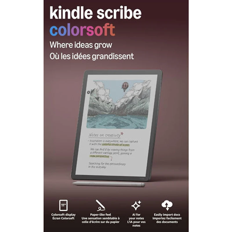 Amazon Kindle Scribe Colorsoft 64GB 11" Digital eReader with Touchscreen & Premium Pen (PA2MA5) - Graphite