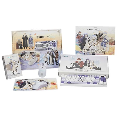 MSI PixArt Bluetooth Optical Forge TKL Keyboard & Versa 26,000 DPI Mouse Bundle with Mousepad - Frieren Edition