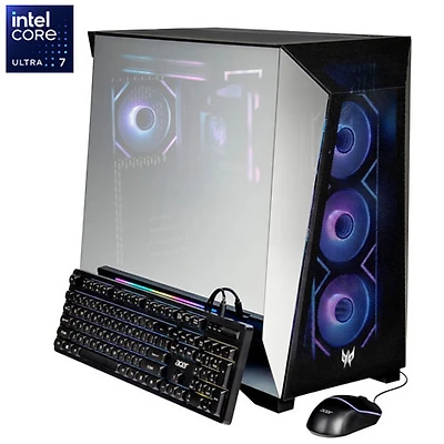 Ordinateur de jeu de bureau Acer Predator Orion 6000 (Intel Core Ultra 7 265KF/mémoire vive de 32 Go/disque SSD de 1 To/GeForce RTX 5070ti/Windows 11)
