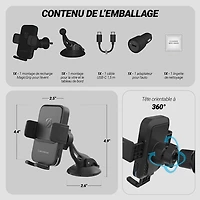 Scosche MagicGrip 10W Qi Fast Charging 3-in-1 Wireless Vent Mount Auto Grip (SUHQWDSVM-SP )