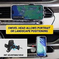 Scosche MagicGrip 10 W Qi — Support de ventilation sans fil 3-en-1 à charge rapide avec maintien automatique (SUHQWDSVM-SP)