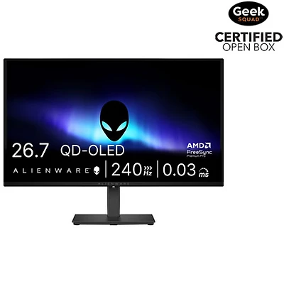 Open Box - Alienware 27" WQHD 240Hz 0.03ms GTG QD-OLED FreeSync Gaming Monitor (AW2726DM) - Black