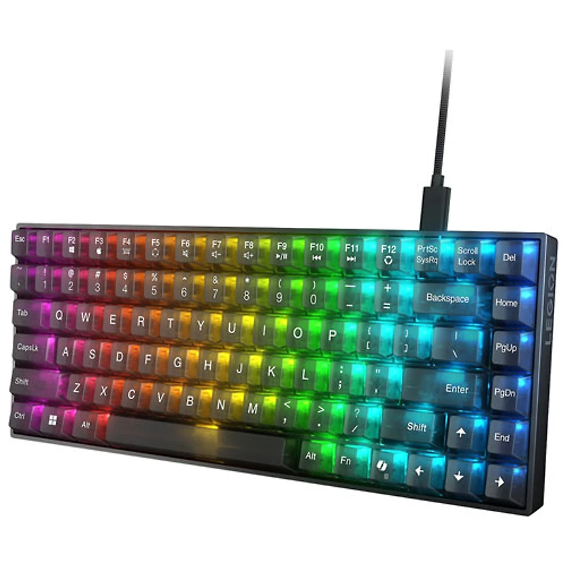 Clavier de jeu rétroéclairé à touches mécaniques tactiles Legion K510 Mini Pro de Lenovo - Noir/Translucide - Anglais
