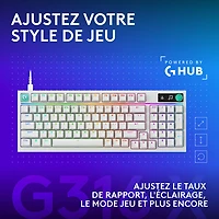 Clavier de jeu mécanique rétroéclairé pleine grandeur à touches tactiles G316 X de Logitech - Blanc - Anglais