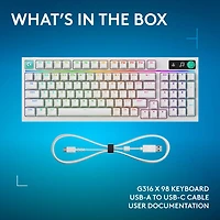 Clavier de jeu mécanique rétroéclairé pleine grandeur à touches tactiles G316 X de Logitech - Blanc - Anglais