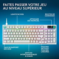 Clavier de jeu mécanique rétroéclairé pleine grandeur à touches tactiles G316 X de Logitech - Blanc - Anglais