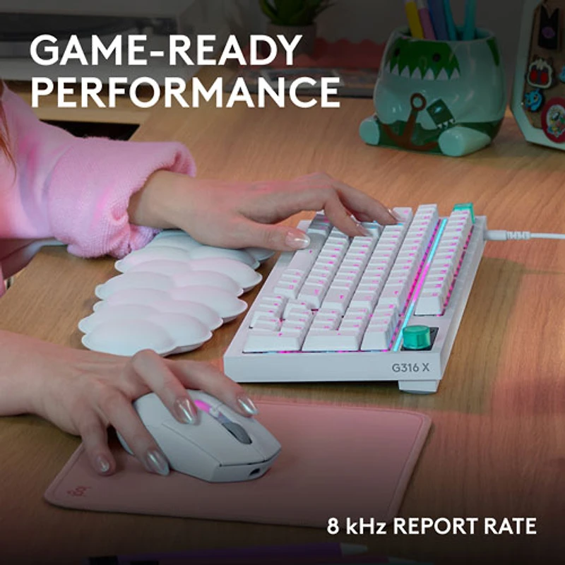 Clavier de jeu mécanique rétroéclairé pleine grandeur à touches tactiles G316 X de Logitech - Blanc - Anglais