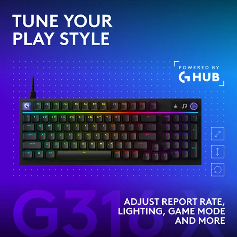 Clavier de jeu mécanique rétroéclairé pleine grandeur à touches tactiles G316 X de Logitech - Noir - Anglais