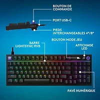 Clavier de jeu mécanique rétroéclairé pleine grandeur à touches tactiles G316 X de Logitech - Noir - Anglais