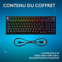 Clavier de jeu mécanique rétroéclairé pleine grandeur à touches tactiles G316 X de Logitech - Noir - Anglais