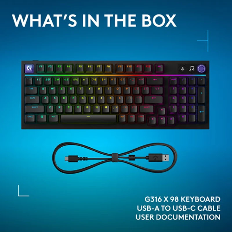 Clavier de jeu mécanique rétroéclairé pleine grandeur à touches linéaires G316 X de Logitech - Noir - Anglais