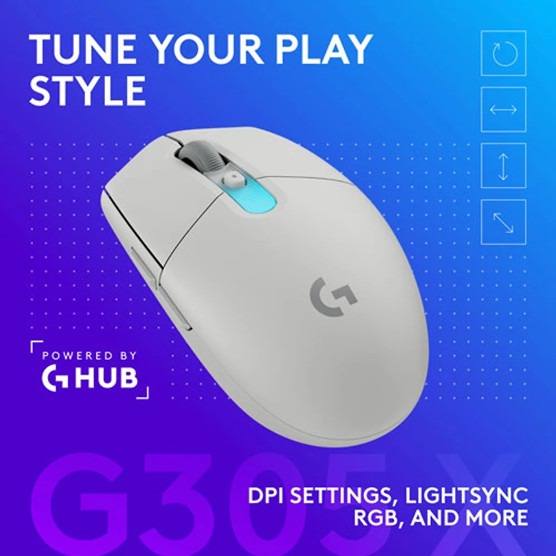 Souris de jeu optique Bluetooth 44 000 ppp G305 X SUPERLIGHT de Logitech - Blanc