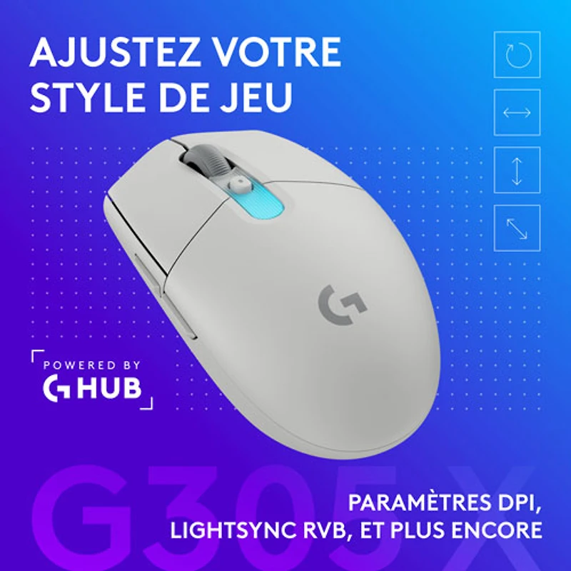 Souris de jeu optique Bluetooth 44 000 ppp G305 X SUPERLIGHT de Logitech - Blanc