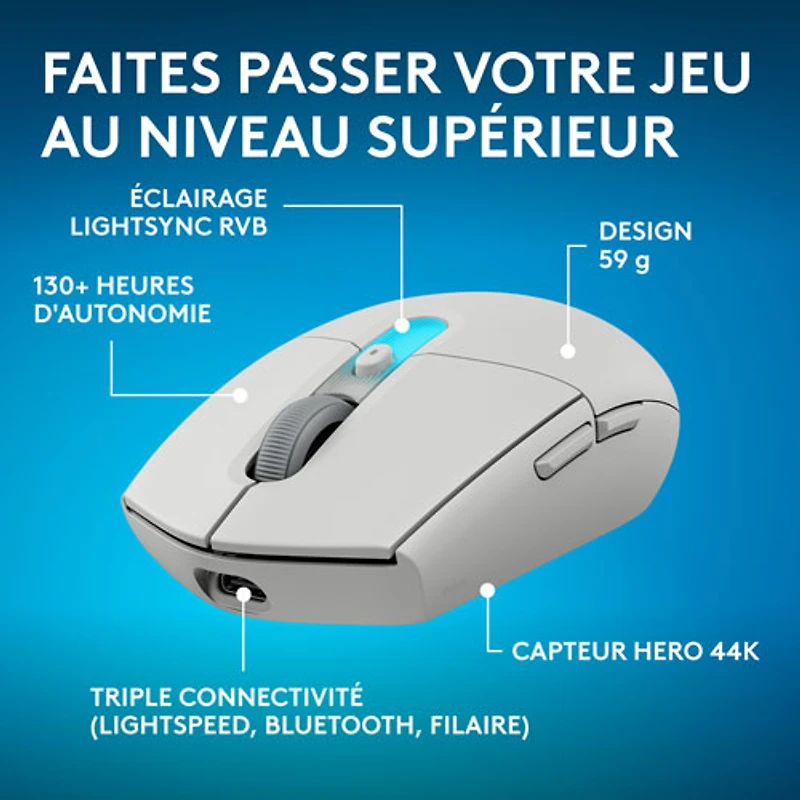 Souris de jeu optique Bluetooth 44 000 ppp G305 X SUPERLIGHT de Logitech - Blanc