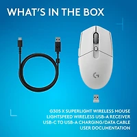 Souris de jeu optique Bluetooth 44 000 ppp G305 X SUPERLIGHT de Logitech - Blanc