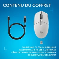 Souris de jeu optique Bluetooth 44 000 ppp G305 X SUPERLIGHT de Logitech - Blanc