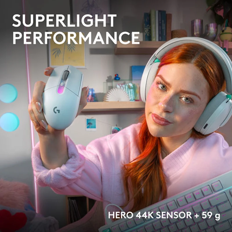 Souris de jeu optique Bluetooth 44 000 ppp G305 X SUPERLIGHT de Logitech - Blanc