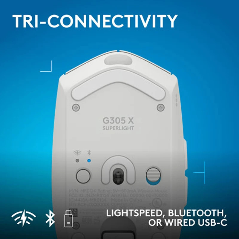 Souris de jeu optique Bluetooth 44 000 ppp G305 X SUPERLIGHT de Logitech - Blanc