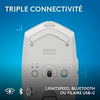 Souris de jeu optique Bluetooth 44 000 ppp G305 X SUPERLIGHT de Logitech - Blanc