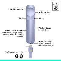 Télécommande de présentation laser sans fil Spotlight 2 de Logitech - Lilas pâle