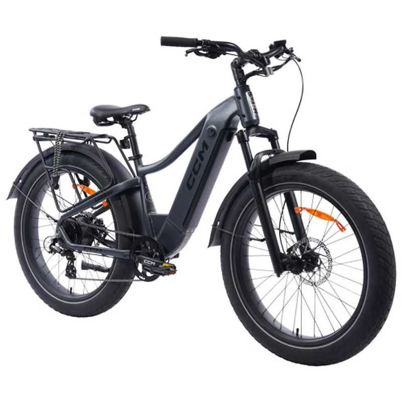 Vélo de ville électrique à gros pneus Caribou de CCM (moteur 500 W/autonomie maximale 89 km/vitesse maximale 32 km/h) - Noir