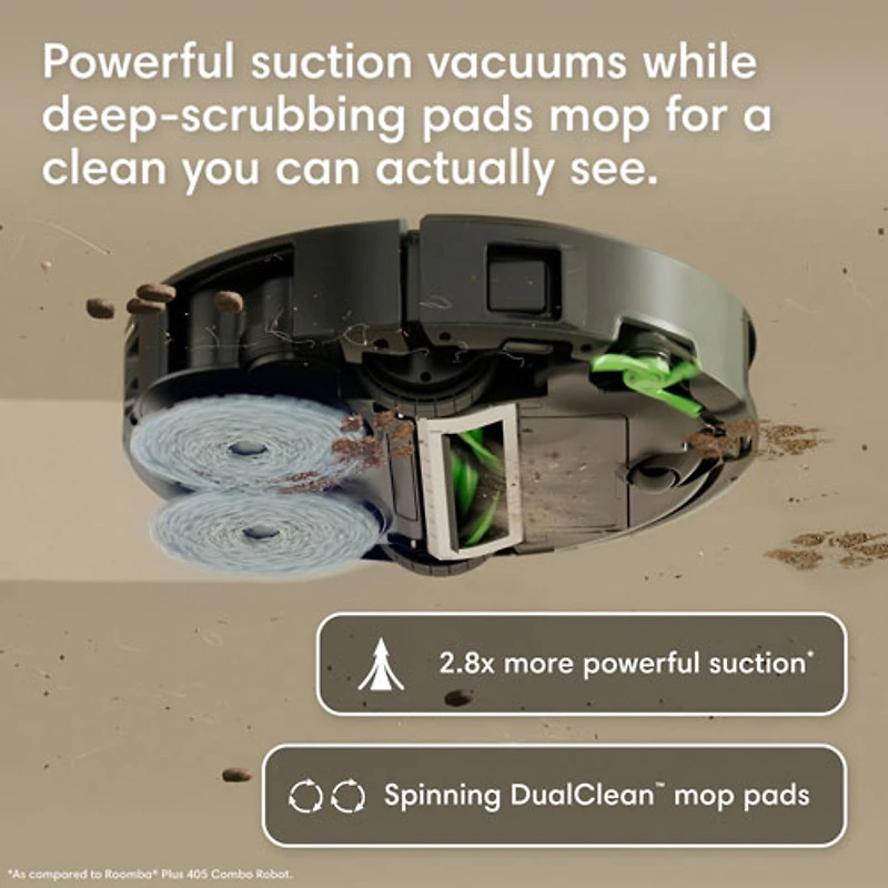 iRobot Roomba Plus 415S Combo Robot Vacuum & Mop for Multi-Surface with Auto Wash Self-Emptying Dock, Smart Mapping, Wi-Fi - Black