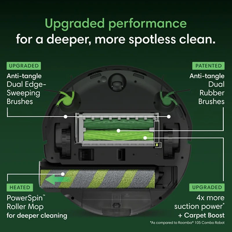 iRobot Roomba Max 775 Combo Robot Vacuum & Mop for Multi-Surface with Auto Wash Self-Emptying Dock, Wi-Fi - Black