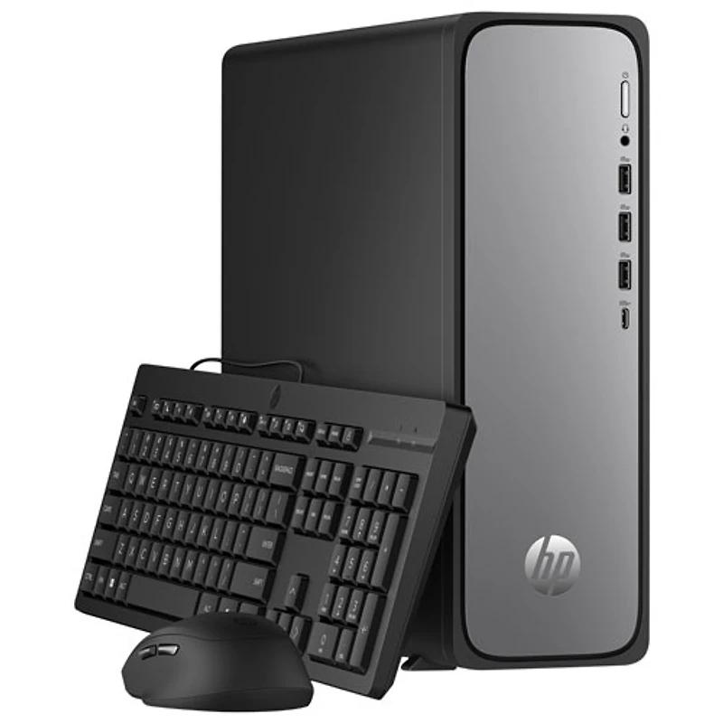 Ordinateur de bureau mince OmniDesk de HP - Argent météore/Noir (Ryzen 3 110 d'AMD/mémoire vive de 8 Go/SSD 512 Go) - Exclusivité BestBuy