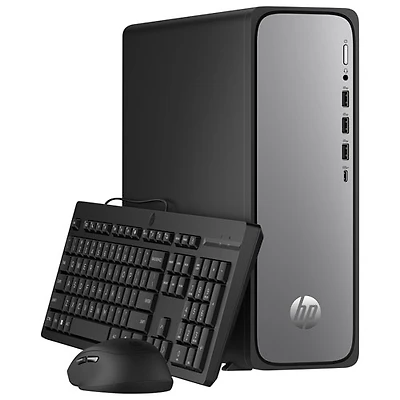 Ordinateur de bureau mince OmniDesk de HP - Argent météore/Noir (Ryzen 3 110 d'AMD/mémoire vive de 8 Go/SSD 512 Go) - Exclusivité BestBuy