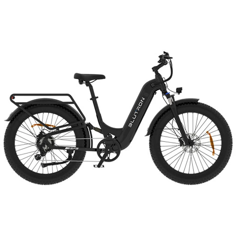 Vélo électrique à gros pneus SF5 de Blutron (moteur 500 W/autonomie jusqu'à 95 km/vitesse maximale 32 km/h) - Noir mat