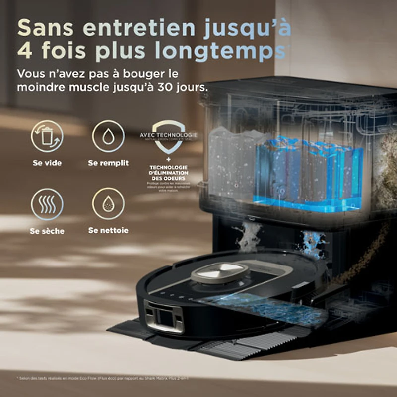 Aspirateur robot à vadrouille sans fil et sans sac avec vidage automatique et cartographie intelligente PowerDetect ThermaCharged de Shark