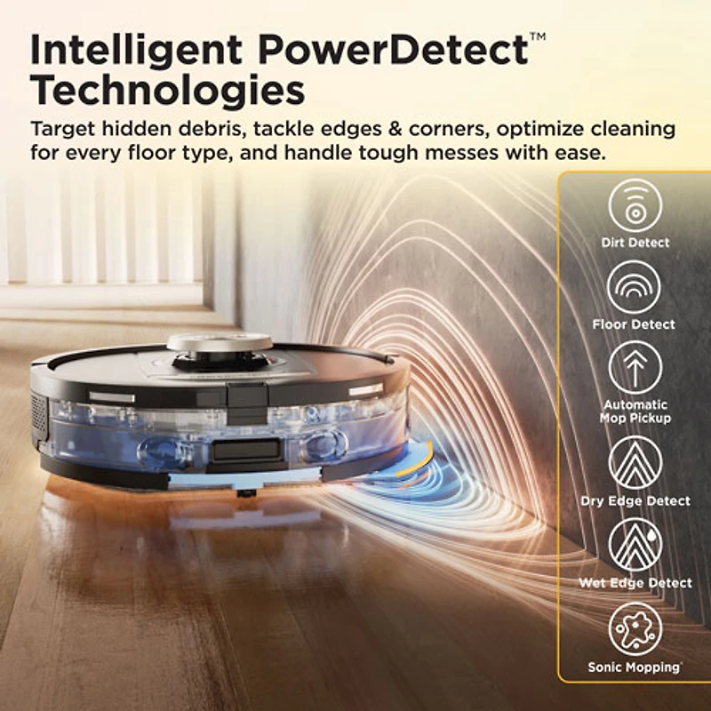 Aspirateur robot à vadrouille sans fil et sans sac avec vidage automatique et cartographie intelligente PowerDetect ThermaCharged de Shark