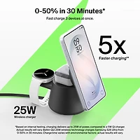 Belkin UltraCharge 3-in-1 25W Qi2 Wireless Magnetic Charging Stand - Black